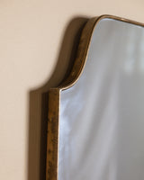 Brass Crest Shaped Wall Mirror, Italy, 1950s