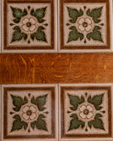 Trestle Base Oak & Floral Tile Coffee Table, Denmark, 1970s