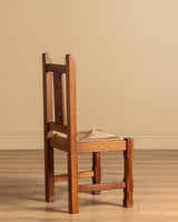 Set of 6 Brutalist Oak & Rush Dining Chairs, Belgium, 1960s