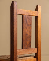 Set of 6 Brutalist Oak & Rush Dining Chairs, Belgium, 1960s