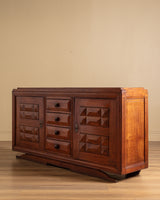 Art Deco Geometric Oak Sideboard Manner of Charles Dudouyt, France, 1940's