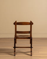 Set of 6 Brutalist Wood & Rush Gouge Carved Dining Chairs, 1960s