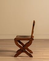 Set of 6 Brutalist Wood & Rush Gouge Carved Dining Chairs, 1960s