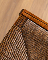 Set of 6 Brutalist Wood & Rush Gouge Carved Dining Chairs, 1960s