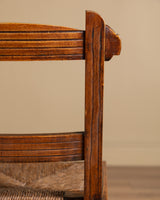 Set of 6 Brutalist Wood & Rush Gouge Carved Dining Chairs, 1960s