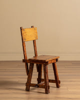 Set of 6 Brutalist Gouge Carved Dining Chairs with Plank Seats, France, 1960s