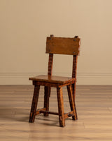 Set of 6 Brutalist Gouge Carved Dining Chairs with Plank Seats, France, 1960s