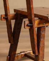 Set of 6 Brutalist Gouge Carved Dining Chairs with Plank Seats, France, 1960s