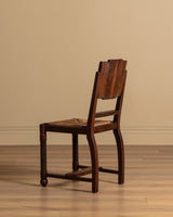 Set of 6 Art Deco Oak Dining Chairs by Charles Dudouyt, France, 1940s