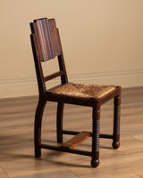 Set of 6 Art Deco Oak Dining Chairs by Charles Dudouyt, France, 1940s