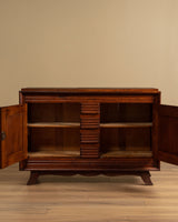 Carved Geometric Oak Sideboard Manner of Charles Dudouyt, France, 1940's