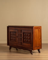 Carved Geometric Oak Sideboard Manner of Charles Dudouyt, France, 1940's