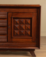 Carved Geometric Oak Sideboard Manner of Charles Dudouyt, France, 1940's