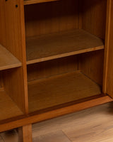 Guillerme et Chambron Oak Bar Cabinet with Travertine Top, France, 1970s