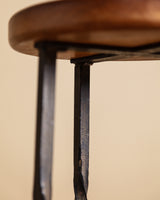 Set of 4 French Oak & Twisted Iron Bar Stools, 1960's