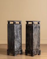 Art Deco Style Black Cerused Oak Pedestal, France, 1980's (2 available)