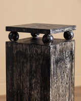 Art Deco Style Black Cerused Oak Pedestal, France, 1980's (2 available)