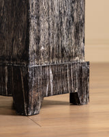 Art Deco Style Black Cerused Oak Pedestal, France, 1980's (2 available)