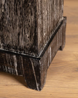 Art Deco Style Black Cerused Oak Pedestal, France, 1980's (2 available)