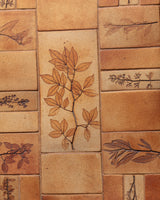 French Elm & Botanical Tile Coffee Table Manner of Capron, France, 1970's
