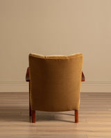 Swedish Ochre Mohair & Wood Lounge Chairs, 1940's