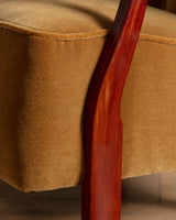 Swedish Ochre Mohair & Wood Lounge Chairs, 1940's