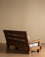 Brutalist Oak Sofa in New Hampshire Plaid, Netherlands, 1970s