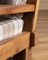 Brutalist Oak Sofa in New Hampshire Plaid, Netherlands, 1970s