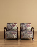 Sculptural Wood Arm Lounge Chair in Plantasia Cotton Linen, France, 1940s (2 available)