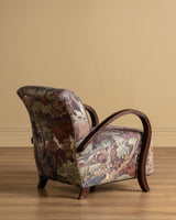 Sculptural Wood Arm Lounge Chair in Plantasia Cotton Linen, France, 1940s (2 available)