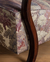 Sculptural Wood Arm Lounge Chair in Plantasia Cotton Linen, France, 1940s (2 available)