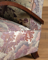 Sculptural Wood Arm Lounge Chair in Plantasia Cotton Linen, France, 1940s (2 available)