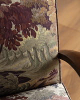 Sculptural Wood Arm Lounge Chair in Plantasia Cotton Linen, France, 1940s (2 available)