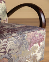 Sculptural Wood Arm Lounge Chair in Plantasia Cotton Linen, France, 1940s (2 available)