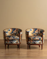Art Deco Tub Chairs in Pierre Frey Fontainebleau Linen, France, 1940's (2 available)