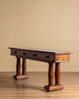Marble-Top Wood Column Console, Italy, 1910's