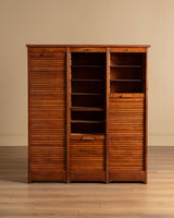 Three-Door Oak Tambour Cabinet, Italy, Early 20th Century