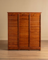 Three-Door Oak Tambour Cabinet, Italy, Early 20th Century