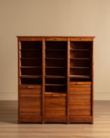 Three-Door Oak Tambour Cabinet, Italy, Early 20th Century