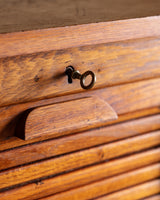 Three-Door Oak Tambour Cabinet, Italy, Early 20th Century