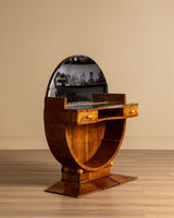 Italian Art Deco Circular Vanity with Mirror, 1930s