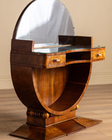 Italian Art Deco Circular Vanity with Mirror, 1930s
