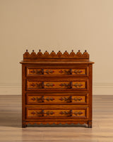 Folk Art Carved Floral Petite Chest, Italy, Late 19th Century