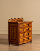 Folk Art Carved Floral Petite Chest, Italy, Late 19th Century