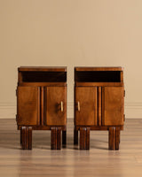 Pair of Art Deco Geometric Wood Nightstands, Italy, 1920's
