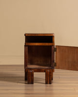 Pair of Art Deco Geometric Wood Nightstands, Italy, 1920's