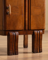 Pair of Art Deco Geometric Wood Nightstands, Italy, 1920's