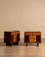 Pair of Art Deco Burl Wood Nightstands, Italy, 1930's