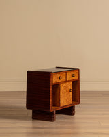 Pair of Art Deco Burl Wood Nightstands, Italy, 1930's