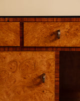 Pair of Art Deco Burl Wood Nightstands, Italy, 1930's